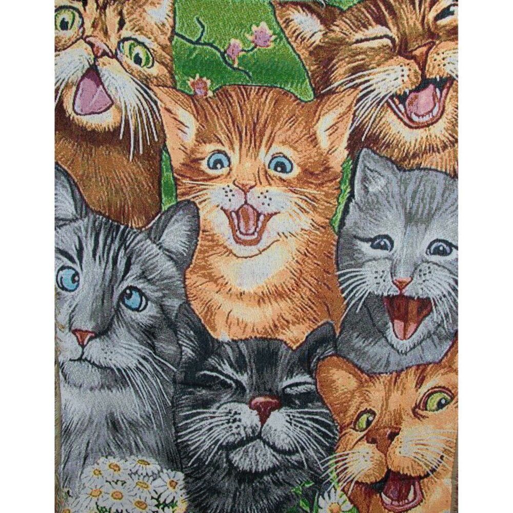 Crazy Cats Tapestry Throw Blanket with Fringed Edge, 42 x 54 inch